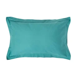 Homescapes Taie d'oreiller à  volants bleu canard 100% coton égyptien 200 fils, 50x75 cm -