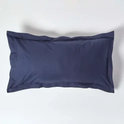 Homescapes Taie d'oreiller à  volants bleu marine 100% coton égyptien 200 fils, 50x90 cm -