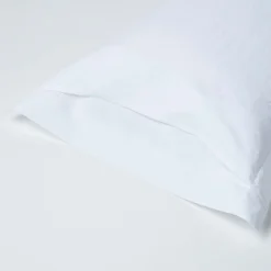 Homescapes Taie d'oreiller à volants blanc en lin lavé, 50x75 cm -