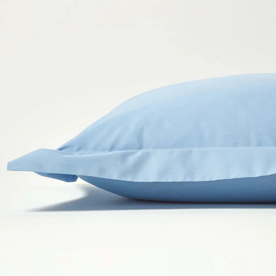 Homescapes Taie d'oreiller à volants bleu 100% coton égyptien 200 fils, 50x75 cm -