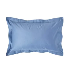 Homescapes Taie d'oreiller à  volants bleu en satin de coton égyptien 1000 fils, 50x75 cm -