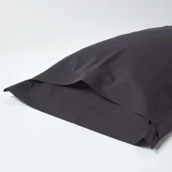 Homescapes Taie d'oreiller à  volants noir 100% coton égyptien 200 fils, 50x75 cm -