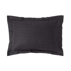 Homescapes Taie d'oreiller à volants noir satin rayé en coton égyptien 330 fils, 50x75 cm -