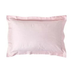 Homescapes Taie d'oreiller à volants rose satin rayé en coton égyptien 330 fils, 50x75 cm -