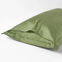 Homescapes Taie d'oreiller à  volants vert mousse en coton égyptien bio 400 fils, 50x75 cm -