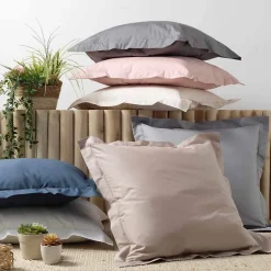 Douceur D'Intérieur Taie d'oreiller 63 x 63 cm en percale uni 78 fils Bleu New