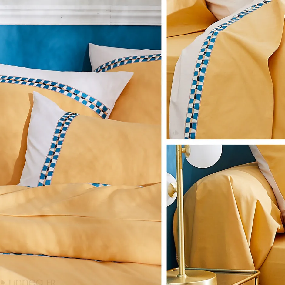 Linnea Taie d'oreiller bicolore 65x65 cm percale coton ROMY Ambre
