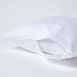 Homescapes Taie d'oreiller blanc en satin de coton égyptien 1000 fils, 60x60 cm -