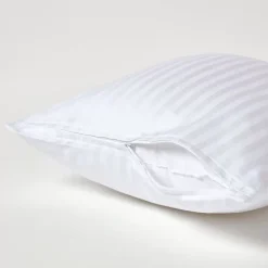 Homescapes Taie d'oreiller blanc satin rayé en coton égyptien 330 fils, 40x40 cm - Discount