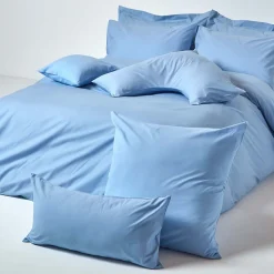 Homescapes Taie d'oreiller bleu 100% coton égyptien 200 fils, 60x60 cm -