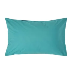 Homescapes Taie d'oreiller bleu canard 100% coton égyptien 200 fils, 50x75 cm -