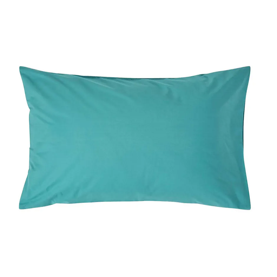 Homescapes Taie d'oreiller bleu canard 100% coton égyptien 200 fils, 50x75 cm -