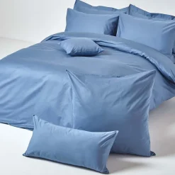 Homescapes Taie d'oreiller bleu en satin de coton égyptien 1000 fils, 50x75 cm - Online