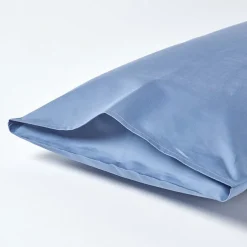 Homescapes Taie d'oreiller bleu en satin de coton égyptien 1000 fils, 50x75 cm - Online