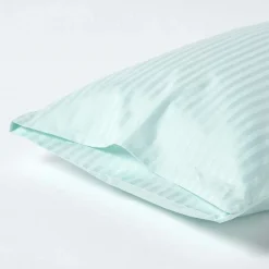 Homescapes Taie d'oreiller bleu satin rayé en coton égyptien 330 fils, 50x75 cm - Hot