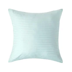 Homescapes Taie d'oreiller bleu satin rayé en coton égyptien 330 fils, 60x60 cm - Best
