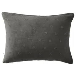 L'Effet Papillon Taie d'oreiller Brodée Déco "Gaïa Boho" 60 x 60 cm & 50 x 70 cm "Gaze de Coton" - Gaïa Boho Granit - 50 x 70 cm