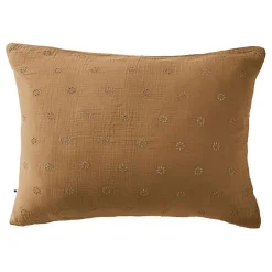 L'Effet Papillon Taie d'oreiller Brodée Déco "Gaïa Boho" 60 x 60 cm & 50 x 70 cm "Gaze de Coton" - Gaïa Boho Camel - 50 x 70 cm