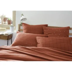 L'Effet Papillon Taie d'oreiller Brodée Déco "Gaïa Boho" 60 x 60 cm & 50 x 70 cm "Gaze de Coton" - Gaïa Boho Terracotta - 50 x 70 cm Sale