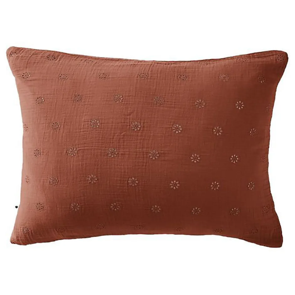 L'Effet Papillon Taie d'oreiller Brodée Déco "Gaïa Boho" 60 x 60 cm & 50 x 70 cm "Gaze de Coton" - Gaïa Boho Terracotta - 50 x 70 cm Sale