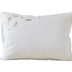 Linnea Taie d'oreiller brodée 50x70 cm en satin de coton NINA blanc