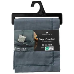 Atmosphera Créateur D'Intérieur Taie d'oreiller Carina coton 63x63cm bleu orage - Atmosphera Online