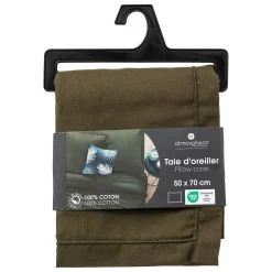 Atmosphera Créateur D'Intérieur Taie d'oreiller Carina coton 50x70cm vert kaki - Atmosphera Discount