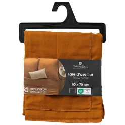 Atmosphera Créateur D'Intérieur Taie d'oreiller Carina coton 50x70cm jaune cumin - Atmosphera Outlet