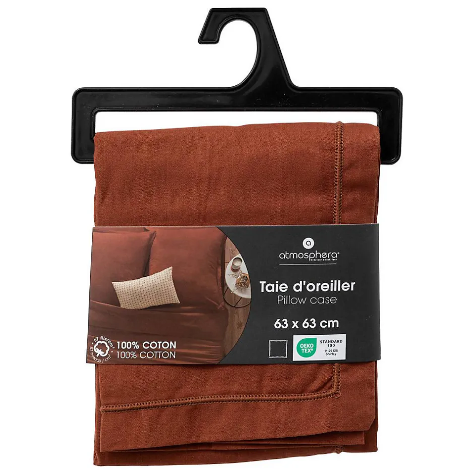 Atmosphera Créateur D'Intérieur Taie d'oreiller Carina coton 63x63cm terracotta - Atmosphera