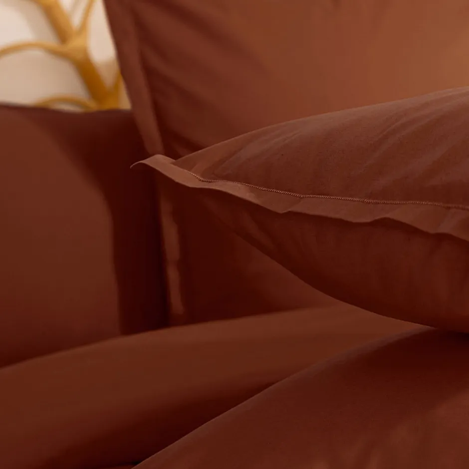Atmosphera Créateur D'Intérieur Taie d'oreiller Carina coton 63x63cm terracotta - Atmosphera
