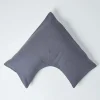Homescapes Taie d'oreiller cervical gris foncé en lin lavé -