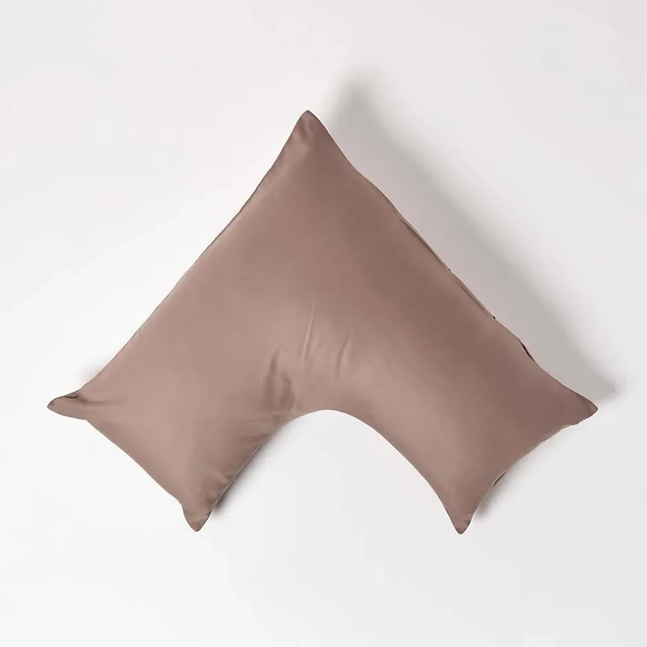 Homescapes Taie d'oreiller cervical marron en coton égyptien bio 400 fils - Outlet