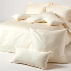 Homescapes Taie d'oreiller écru en coton égyptien bio 400 fils, 80x80 cm -