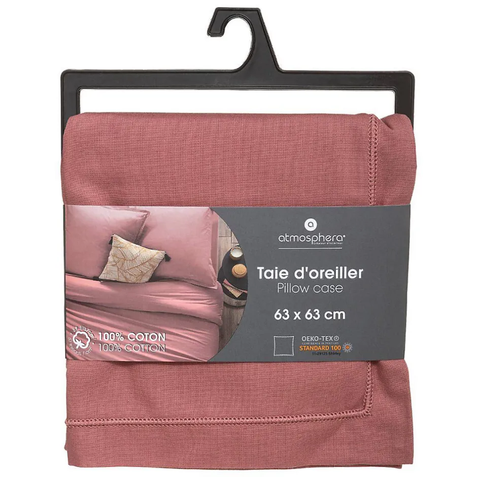 Atmosphera Créateur D'Intérieur Taie d'oreiller en coton - rose blush 63x63 cm - Atmosphera Discount