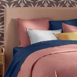 Atmosphera Créateur D'Intérieur Taie d'oreiller en coton - rose blush 63x63 cm - Atmosphera Discount
