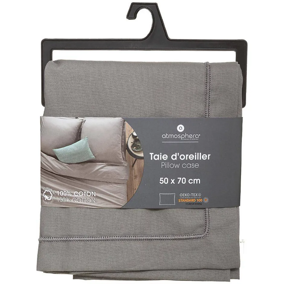 Atmosphera Créateur D'Intérieur Taie d'oreiller en coton - gris 50x70 cm - Atmosphera Sale