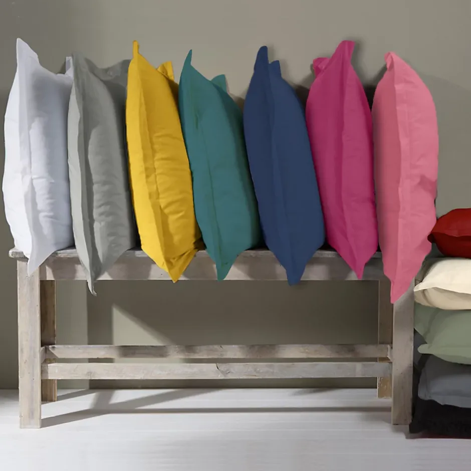 Future Home Taie d'oreiller en coton 57 fils unie 50x70cm Discount