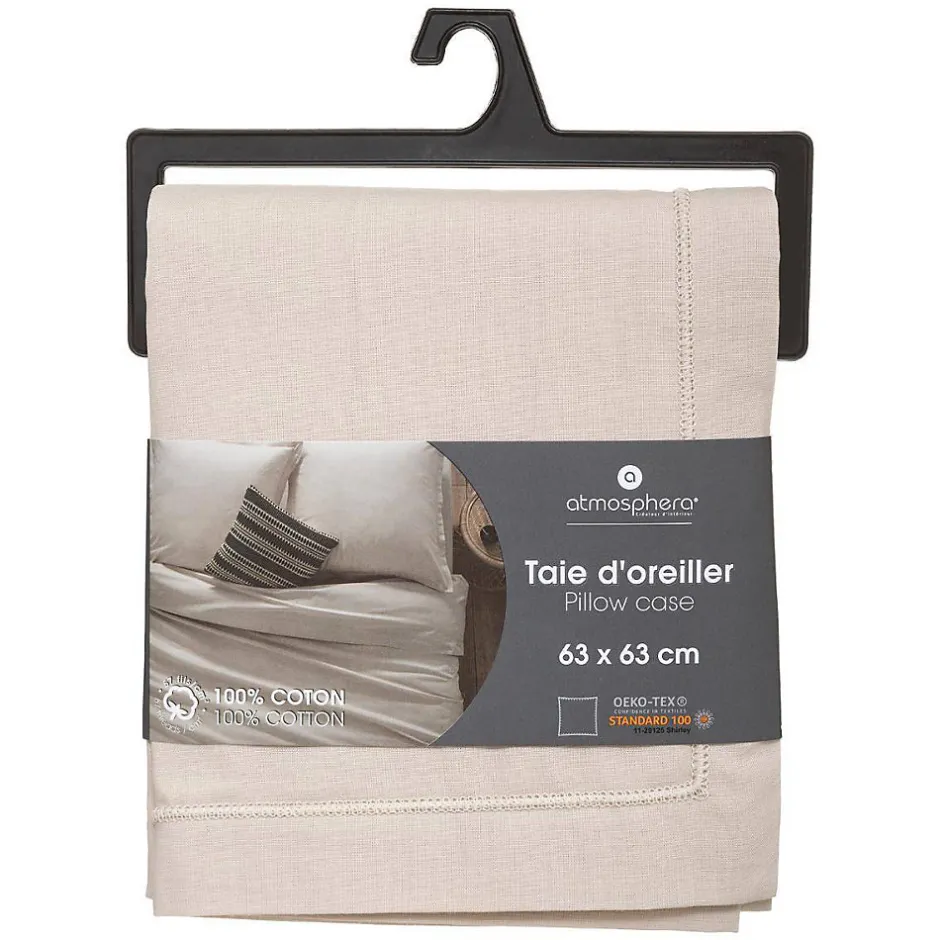 Atmosphera Créateur D'Intérieur Taie d'oreiller en coton - lin 63x63 cm - Atmosphera