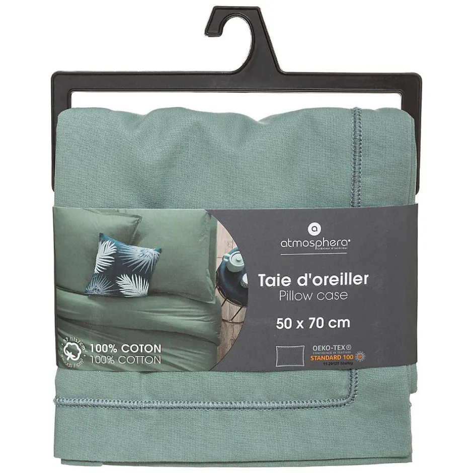 Atmosphera Créateur D'Intérieur Taie d'oreiller en coton - vert céladon 50x70 cm - Atmosphera Hot
