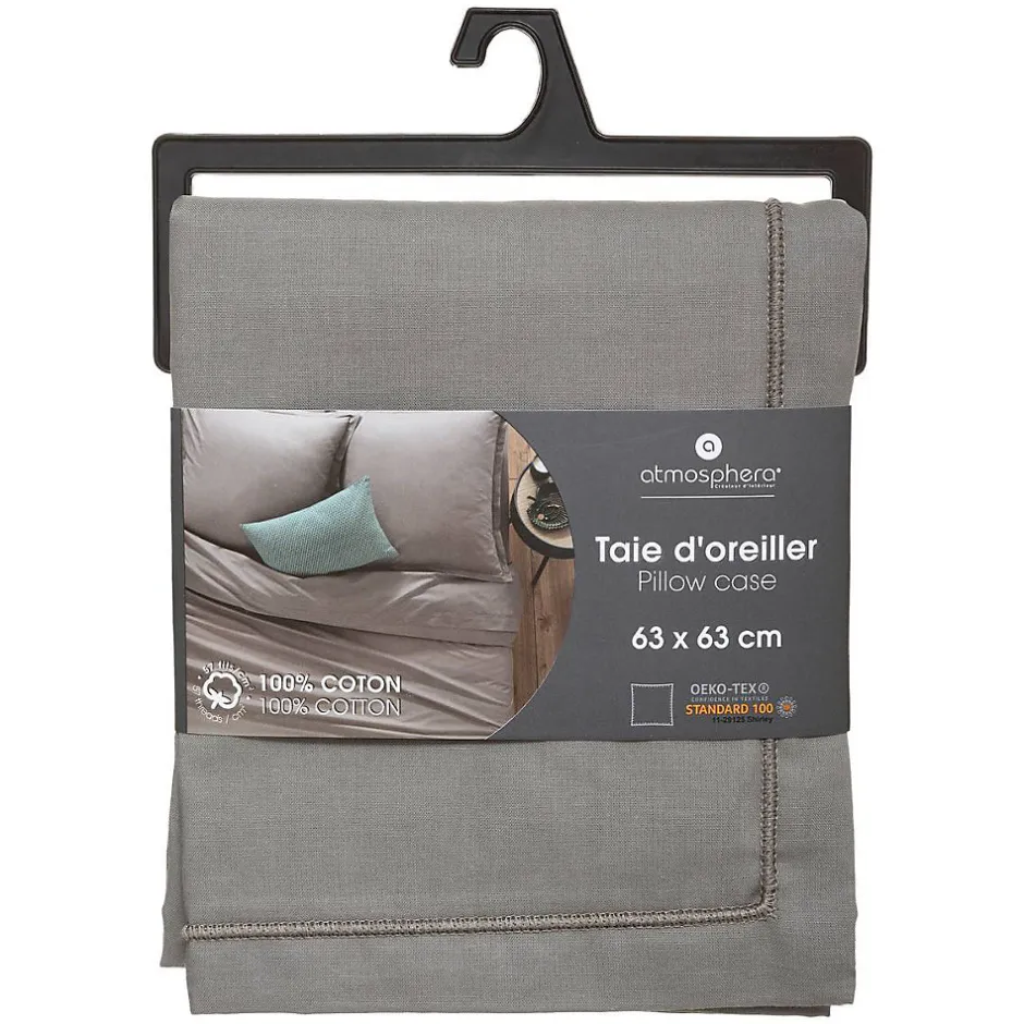 Atmosphera Créateur D'Intérieur Taie d'oreiller en coton - gris 63x63 cm - Atmosphera