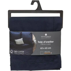 Atmosphera Créateur D'Intérieur Taie d'oreiller en coton - bleu encre 63x63 cm - Atmosphera