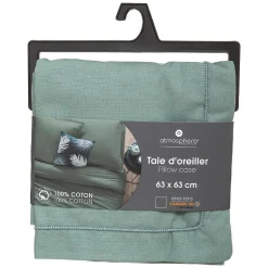 Atmosphera Créateur D'Intérieur Taie d'oreiller en coton - vert céladon 63x63 cm - Atmosphera