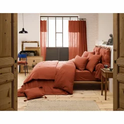 L'Effet Papillon Taie d'oreiller en double gaze de coton 50 x 70 cm Terracotta