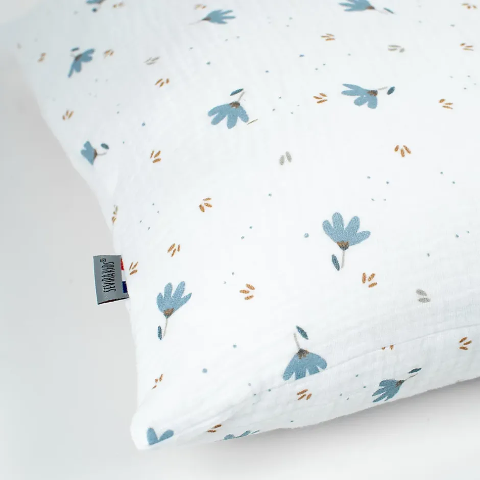 Sevira Kids Taie d'oreiller en gaze de coton Bleuet