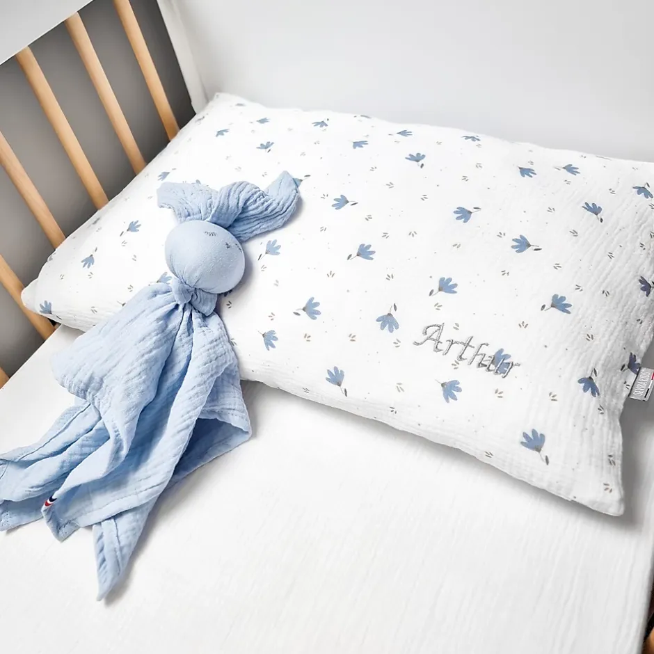 Sevira Kids Taie d'oreiller en gaze de coton Bleuet