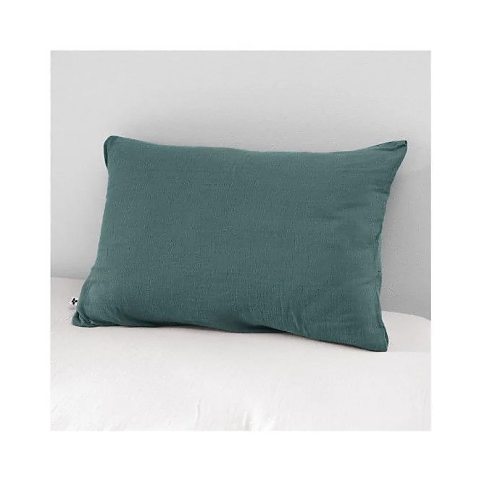 L'Effet Papillon Taie d'oreiller "Gaïa" 60 x 60 cm & 50 x 70 cm "Gaze de Coton" - Gaïa Canard - 50 x 70 cm Sale