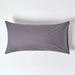Homescapes Taie d'oreiller gris foncé 100% coton égyptien 200 fils, 50x90 cm - Online