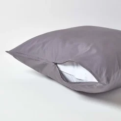Homescapes Taie d'oreiller gris foncé 100% coton égyptien 200 fils, 80x80 cm -