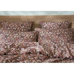 L'Effet Papillon Taie d'oreiller imprimée "Capucine" 60 x 60 cm & 50 x 70 cm "Gaze de Coton" - Capucine Camel - 50 x 70 cm