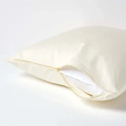 Homescapes Taie d'oreiller ivoire en satin de coton égyptien 1000 fils, 80x80 cm - Discount